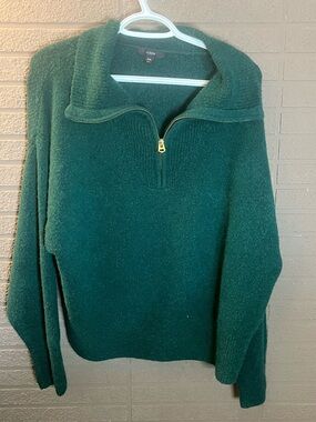 J. Crew Teal Green Textured Fleece Sweater